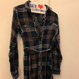 Long flannel shirt dress